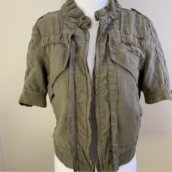 Guess Short Sleeve Military Green Jacket - Picture 12 of 14